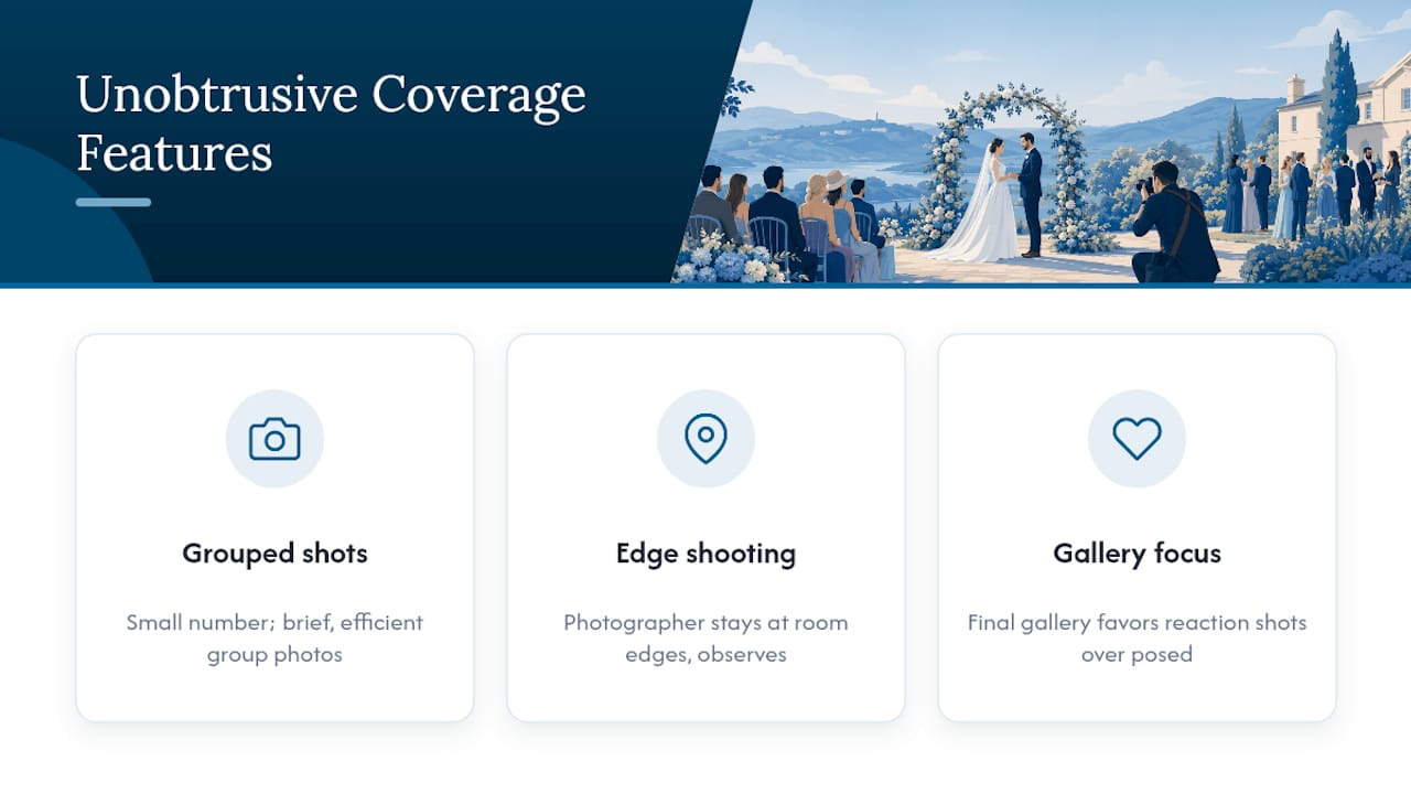 Three elements of unobtrusive wedding coverage